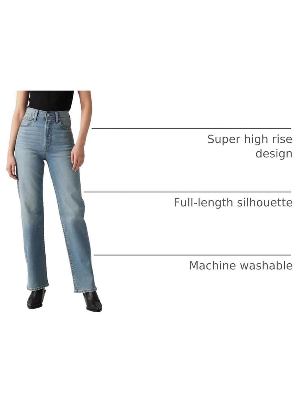 Levi’s Women’s Ribcage Straight Full Length Jeans Size 27 - Picture 4 of 8